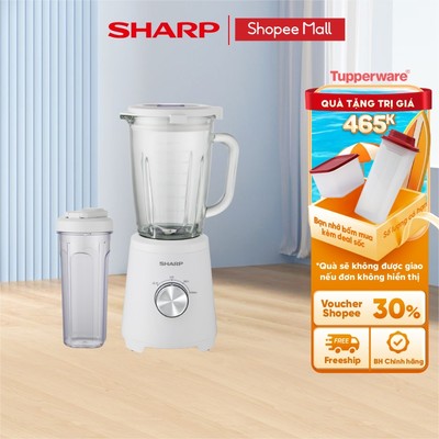 Máy Xay Sinh Tố Đa Năng Sharp EM-SG1001-WH - Công Suất 1000W - Cối Thủy Tinh 1.75L & Bình Du Lịch - Xay Đá Mịn - Chính H
