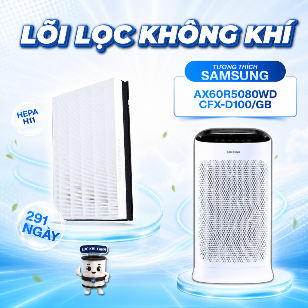 Màng lọc LocKhiXanh® dành cho máy Samsung AX60R5080WD,CFX-D100/GB - màng HEPA H11 + than hoạt tính, 