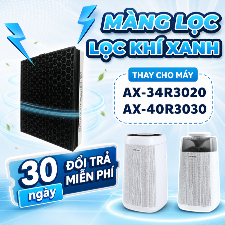Màng lọc LocKhiXanh® dành cho máy Samsung AX40R3030 / AX34R3020 - màng HEPA H11 + than hoạt tính, lọ