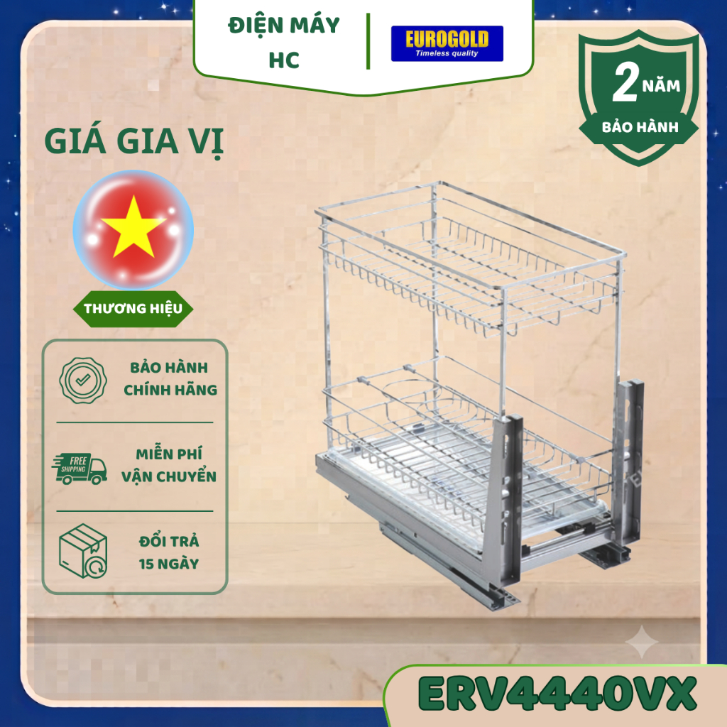 Kệ Bếp Gia Vị Inox 304 Nan Vuông Eurogold ERO30440B/ERV4440/ERV4440VX – Giá Đựng Gia Vị Bền Đẹp