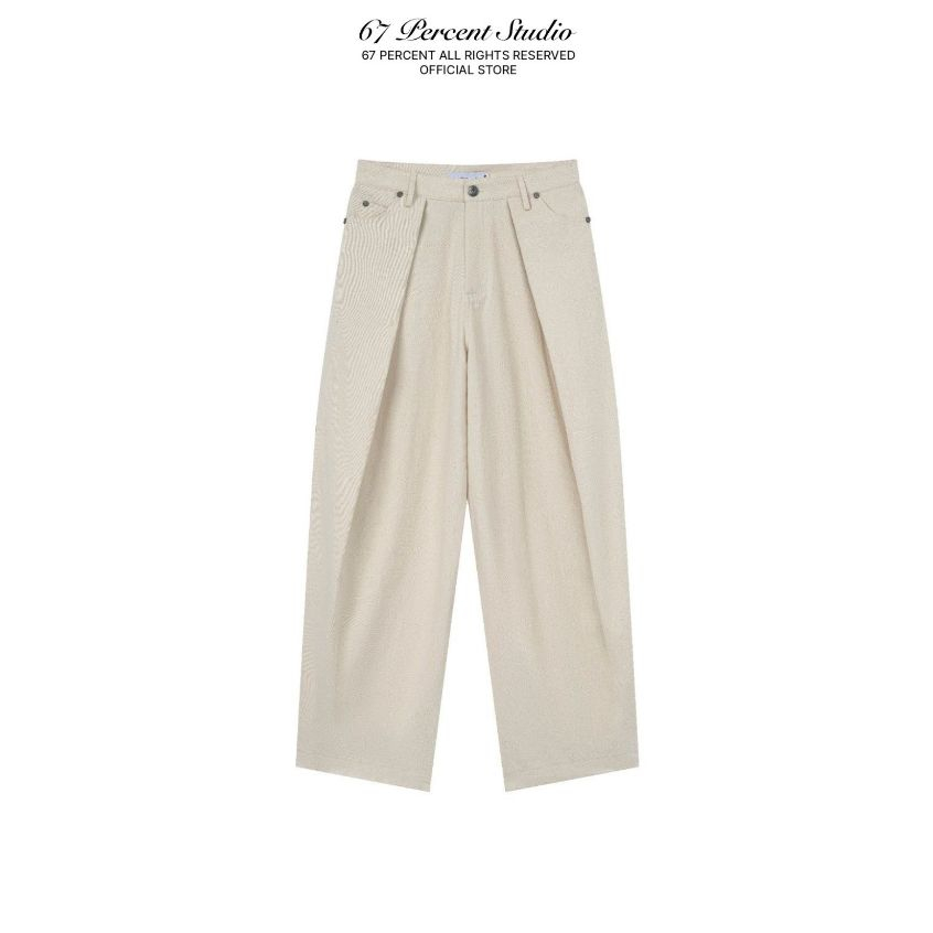 Quần Jeans Xếp Ly Ống Rộng Thời Trang 67PERCENT/67% - PLEATED DENIM PANTS
