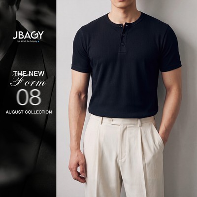 Áo thun nam Henley shirt vải thun gân form Muscle cao cấp JBAGY - JT2602