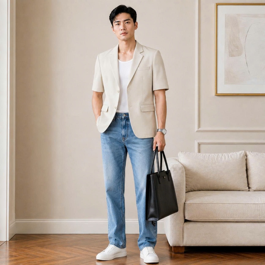 Áo blazer nam hàn quốc HD LUXURY - tay ngắn phong cách thanh lịch trẻ trung