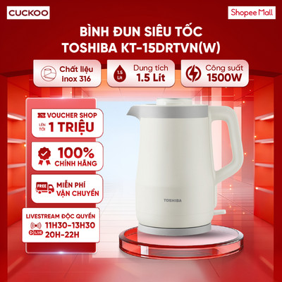 Ấm siêu tốc 1.5L Toshiba KT-15DRTVN(W) 1500W - Thiết kế chống tràn an toàn