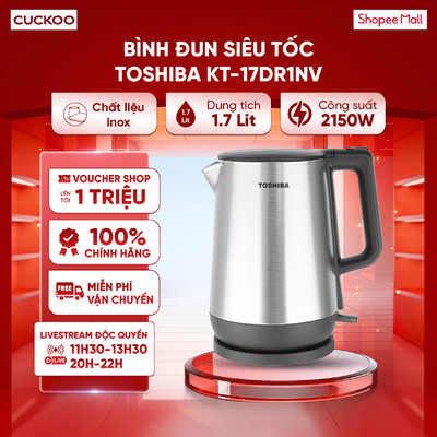 Bình đun siêu tốc Toshiba 1.7 lít KT-17DR1NV - Công suất 1800 -2150W - Bảo hành 12 Tháng