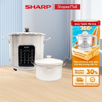 Nồi đa năng Sharp KN-MC90V-ST Kèm 3 PK Nồi Sứ, Khay Hấp, Nắp Kính Cường Lực