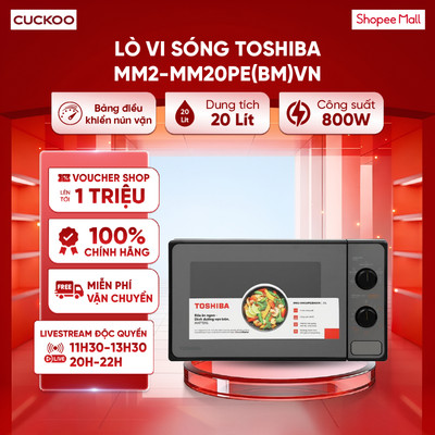 Lò vi sóng Toshiba MM2-MM20PE(BM)VN 20L - Mặt kính gương đen sang trọng - Giao diện tiếng Việt