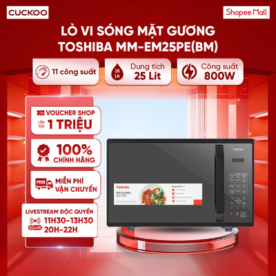 Lò vi sóng Toshiba MM-EM25PE(BM) 25 lít - 6 menu tự động - Rã đông theo trọng lượng