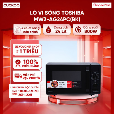 Lò vi sóng Toshiba MW2-AG24PC(BK) 24L - Nấu, hâm, rã đông, nướng - Hẹn giờ lên đến 35 phút