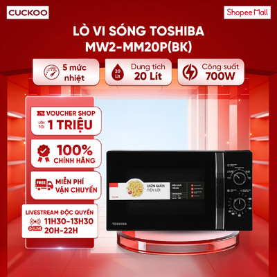 Lò vi sóng Toshiba MW2-MM20P(BK) 20L - Rã đông tiện lợi - Điều khiển núm vặn