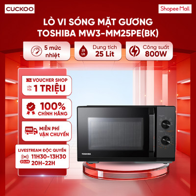 Lò vi sóng Toshiba MW3-MM25PE(SV)/ MW3-MM25PE(BK) 25L - Rã đông thông minh - Hẹn giờ lên tới 35 phút -