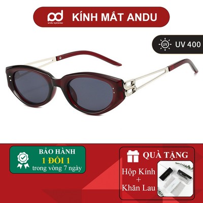 Kính mát thời trang nam nữ AnDu unisex phong cách Y2K, dáng mắt mèo thời thượng, đi biển 20301