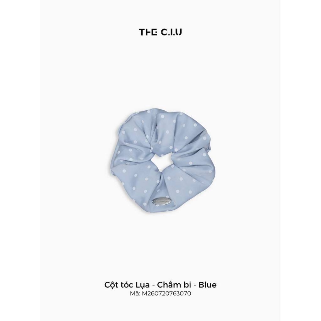 Dây buộc tóc lụa chấm bi THE C.I.U, cột tóc scrunchies vải lụa