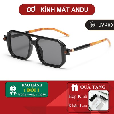 Gọng kính râm mát thời trang nam nữ ANDU dáng vuông phi công chống UV cá tính - 8709