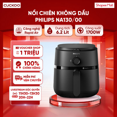 Nồi chiên không dầu Philips NA130/00 - 1700W - 6.2L - RapidAir - 12 chức năng nấu sẵn