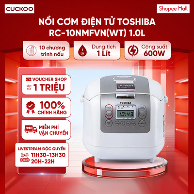 Nồi cơm điện tử Toshiba RC-10NMFVN(WT) 1.0L/RC-18NMFVN(W) 1.8L - Công nghệ nấu 3D - Nhiều chế độ nấu