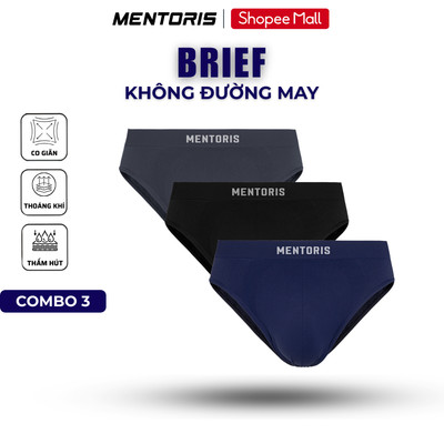 COMBO 3 Quần Lót Tam Giác Nam MENTORIS Vải Thun Thoáng Khí, Không Đường May,Mềm Mại,Co Giãn CB3.MIBF25A006