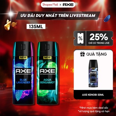 [LIVE] Xịt thơm nước hoa cao cấp AXE 135ml, Fine Fragrance mist lưu hương tinh tế và khử mùi lên tới 72h