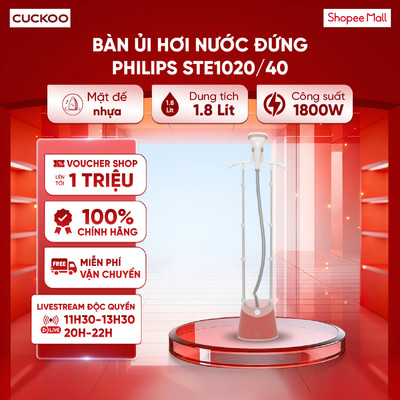 Bàn ủi hơi nước đứng Philips STE1020/40 1800W - Hơi phun 36g/phút - Mặt ủi lớn hơn 40%