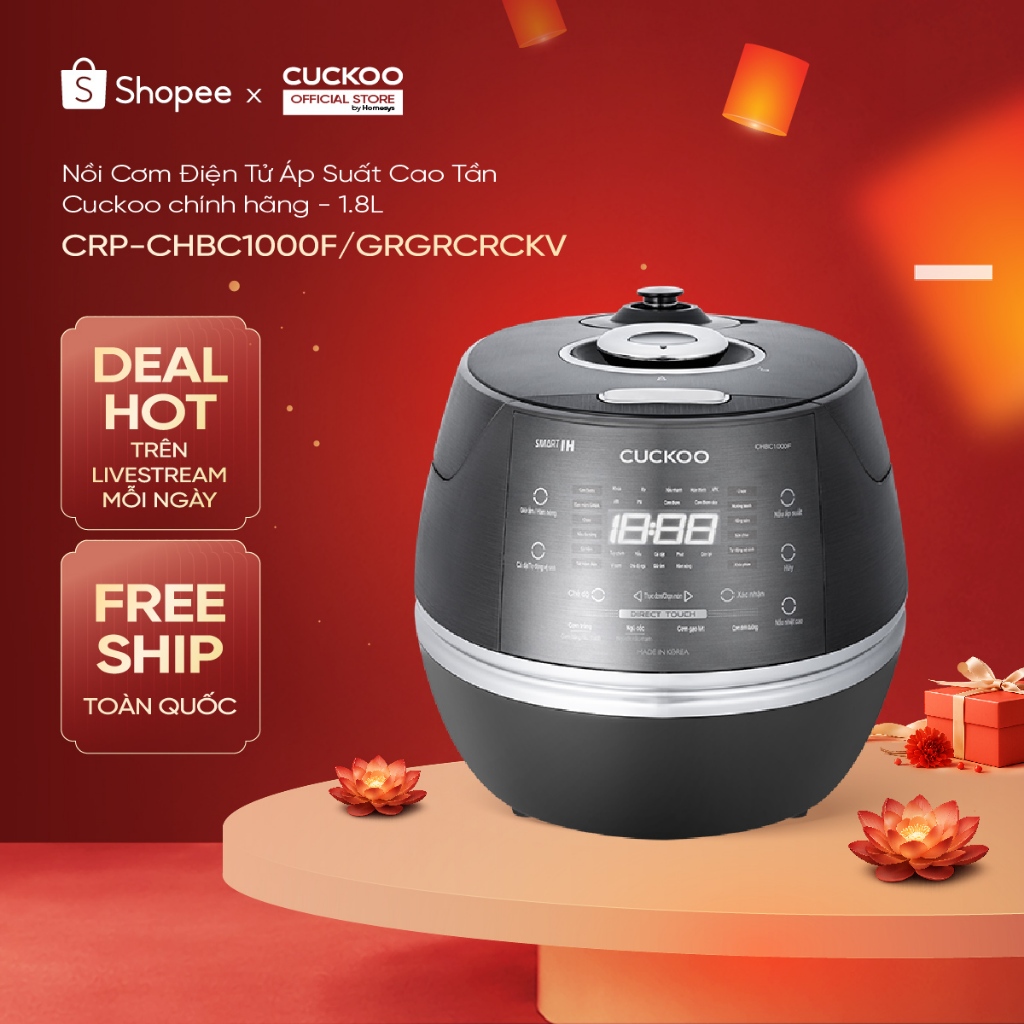 Nồi Cơm Điện Tử Áp Suất Cao Tần Cuckoo CRP-CHBC1000F – 1.8 Lít- Lòng nồi X-Wall Black- Phiên Bản Quốc Tế