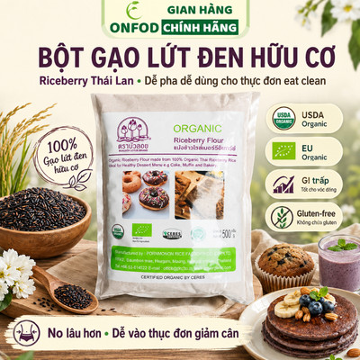Bột gạo lứt đen giảm cân ăn kiêng hữu cơ làm bánh ONFOD ngũ cốc nấu cháo healthy