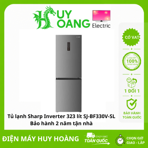 [SHIP HỎA TỐC 2H HN] Tủ lạnh Sharp Inverter 323 lít SJ-BF330V-SL  - Bảo hành 2 năm tận nhà