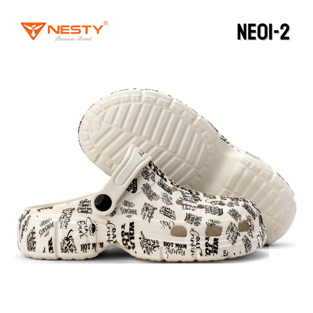 [NE01-2] Dép Sục NESTY EVA Nam Nữ Họa Tiết Chữ Nguyên Khối Nhẹ Êm Chống Trơn Trượt Thời Trang