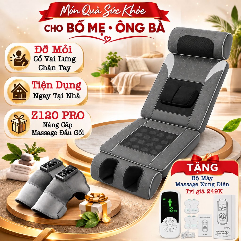 Đệm Massage Toàn Thân Công Nghệ Nhật Bản, Nệm Ghế Mát Xa Toàn Thân ZLIFE Z120 Sức Khỏe Cho Ông Bà