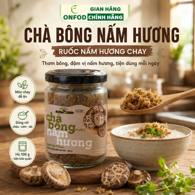 Ruốc nấm hương chay healthy ONFOD chà bông nấm ăn chay ăn kiêng giảm cân healthy eat clean