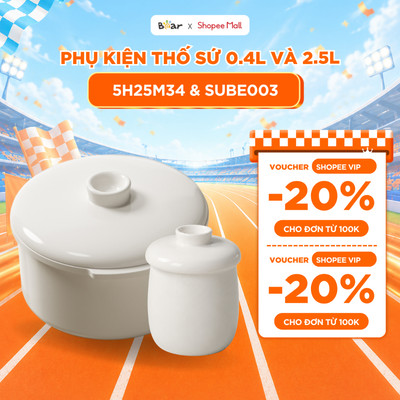 Phụ Kiện Thay Thế Nắp Và Thố Sứ Nồi Nấu Chậm Bear SC-5H25M34 SUBE003 Dung Tích 0.4L & 2.5L