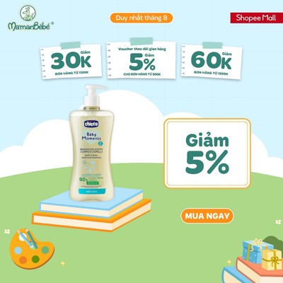 (MamanBébé chính hãng) Sữa tắm gội chiết xuất Yến mạch Chicco 0M+ 500ml