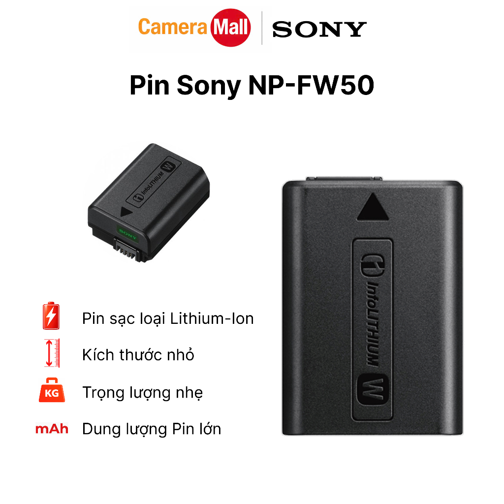 Pin Sony NP-FW50 Chính Hãng | Pin Sạc Cho Sony ZV-E10 II, A6700, ZV-E10 | BH 3 Tháng