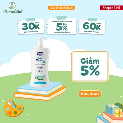 (MamanBébé chính hãng) Sữa tắm gội chiết xuất Hoa cúc 0M+ Chicco 200ml/500ml