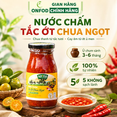 Nước chấm sốt tắc ớt chua ngọt Spico ONFOD tương ớt chua ngọt eat clean healthy chai 265gr