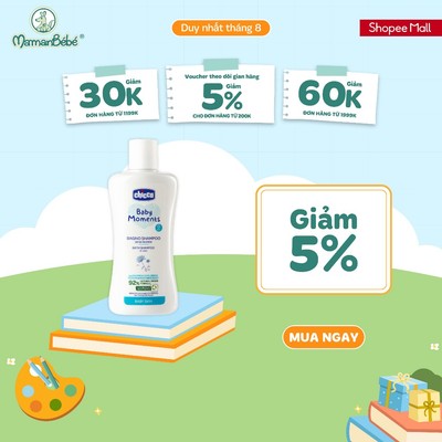 (MamanBébé chính hãng) Sữa tắm gội chiết xuất Hoa cúc 0M+ Chicco 200ml