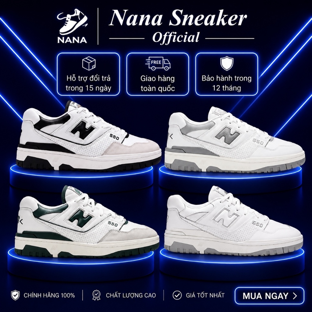 [SALE CHINH HANG] Giày NB 550 AUTHENTIC. Giày Sneaker NB 550 Basic Nam Nữ phong cách tối thượng. Bao