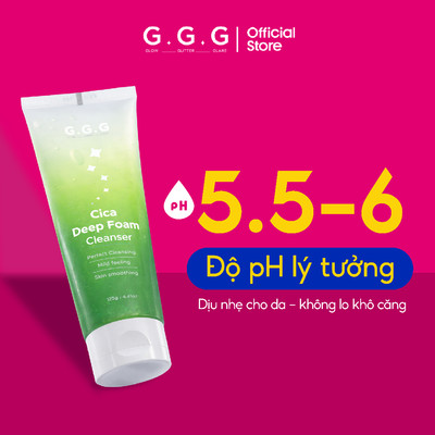 [ QUÀ TẶNG ] Sữa Rửa Mặt Rau Má Làm Sạch Sâu, Ẩm Mịn, Không Khô Da GGG Cica Deep Foam Cleanser 125g