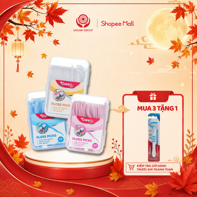 Chỉ Kẽ Răng Care4u 60 Chiếc – 3 Màu Hồng Xanh Trắng, Nhỏ Gọn, Vệ Sinh Răng Miệng Tiện Lợi