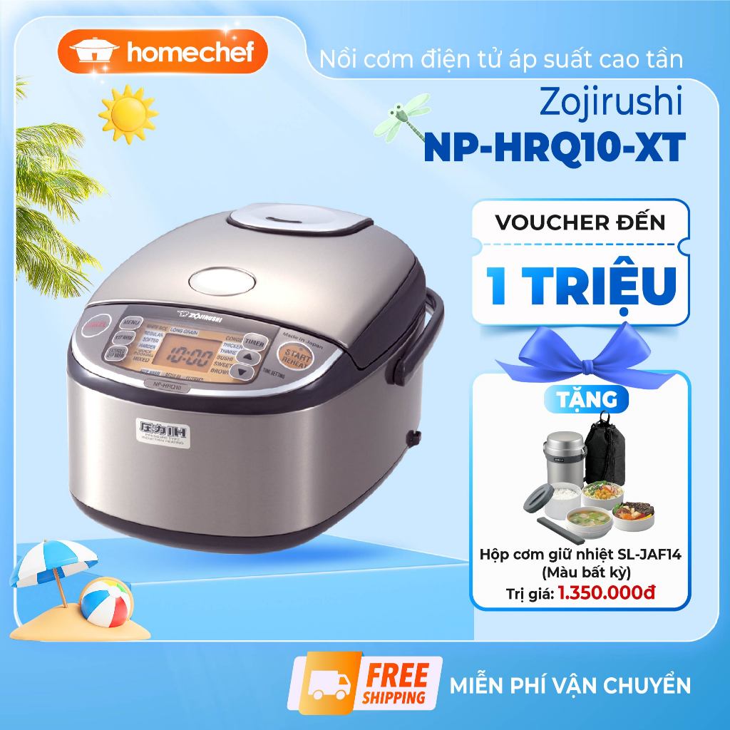 Nồi cơm điện áp suất cao tần Zojirushi 1L - NP-HRQ10-XT, sản xuất tại Nhật, bảo hành 3 năm