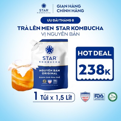 Túi Trà Lên Men STAR KOMBUCHA ORIGINAL Nguyên Bản 1.5 Lít - Giải Pháp PHA CHẾ CHUYÊN NGHIỆP Từ Trà, SCOBY Và Thảo Mộc
