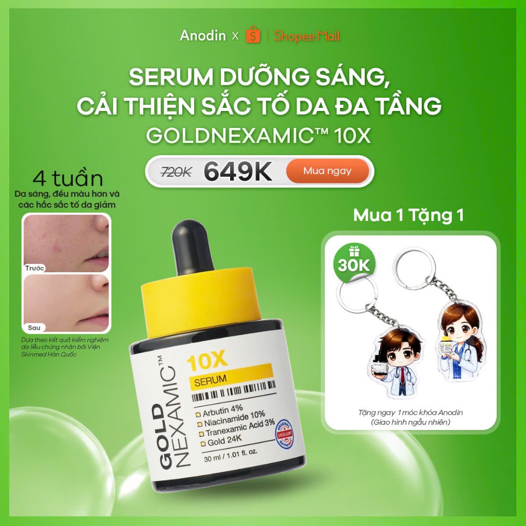 [VHL x ANODIN] Serum hỗ trợ dưỡng sáng, cải thiện sắc tố da đa tầng GOLDNEXAMIC™ 10X Anodin 30ml