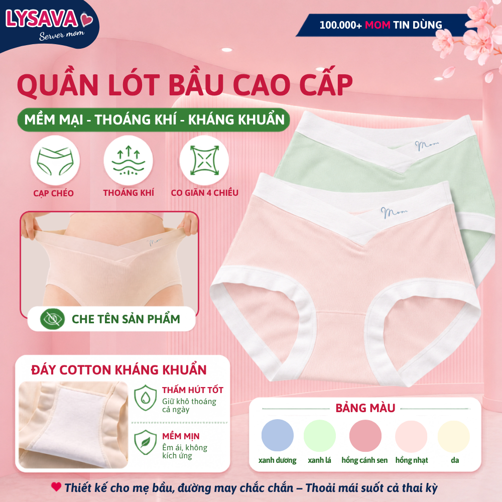 Quần Lót Bầu LYSAVA Cạp Chéo Không Gò Bụng - Quần Chip Bầu Kháng Khuẩn Thoáng…