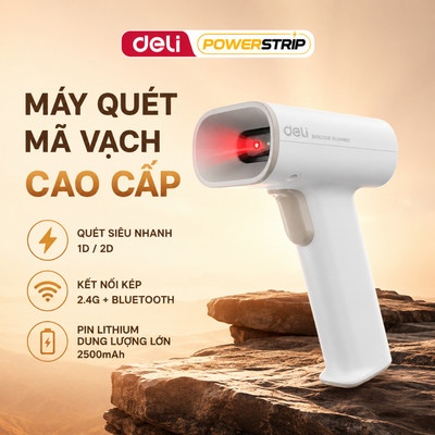 [MỞ BÁN GIẢM 30K] Máy Quét Mã Vạch Deli Cao Cấp Không Dây Và Có Dây, Quét QR 1D 2D Liên Tục Dùng Cho Cửa Hàng Siêu Thị