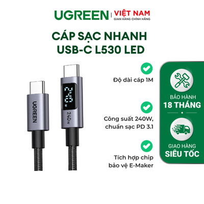 Cáp sạc USB C sang USB C Ugreen US261 Sạc nhanh PD 60W  | Tốc độ truyền 480Mbps | BH 1 đổi 1 18 Tháng | 50149 65866