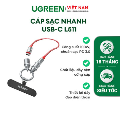 Cáp sạc nhanh USB-C 100W Ugreen L515 | Thiết kế dây đeo bện nylon | Chính hãng - Bảo hành 18 Tháng 1 đổi 1 75108
