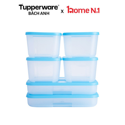 Bộ hộp 6 trữ đông Tupperware Basic 650ml thấp và cao- Hàng chính hãng - Bảo hành trọn đời - Nhựa nguyên sinh