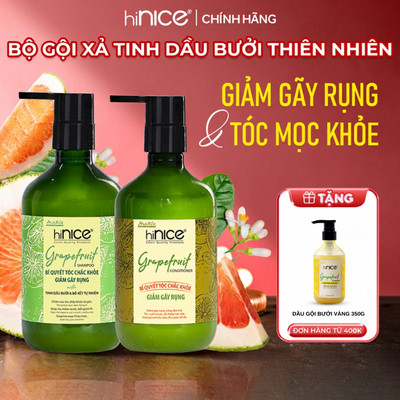 Bộ Dầu Gội Kem Xả Tinh Dầu Bưởi Thiên Nhiên hiNICE Grapefruit Dành Cho Tóc Gãy Rụng