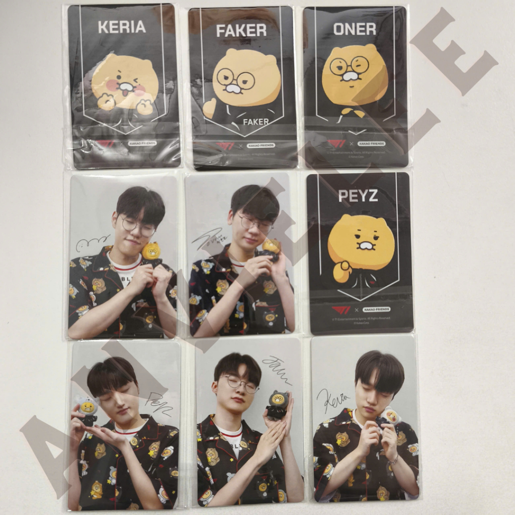 Thẻ bo góc T1 KaKao 2026 2025 Doran Faker Oner Gumayusi Keria KAO plushie & card