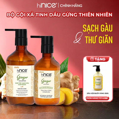 Bộ Gội Xả Tinh Dầu Gừng Thiên Nhiên hiNICE Ginger Hỗ Trợ Phục Hồi Tóc Khô Xơ, Sạch Gàu