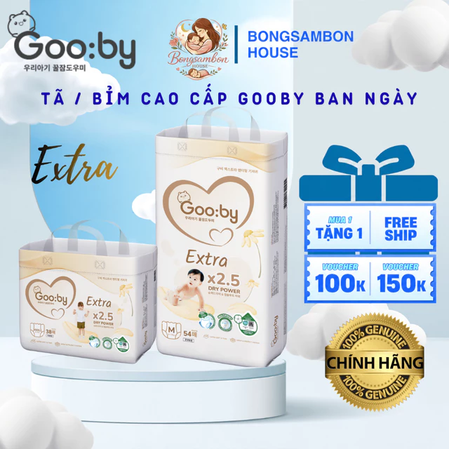 Tã/Bỉm quần/dán Gooby Extra Ban Ngày đủ size NB/S/M/L/X/XXL/3XL - Bongsambon House Mẹ&Bé